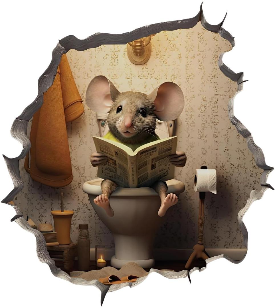 Mouse Reading Book Walls Decal Peel and Stick for Kids Room, Classroom Wall Decor - 3D Effect Wall Mural, Ideal Wall Stickers & Murals, Decorative Decal for Educational Spaces Design 23