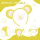 Bear Costume Accessories Set Animal Ears Headband Tail Nose Cartoon Cosplay Prop Kit 101 Day Christmas Dress up Party (One Size, Yellow)