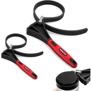 2-Piece Rubber Strap Adjustable Wrench Set Diameter 4" and 6", Oil Filter Pipe Jar Opener Strong Grip Plumbers Universal Spanner for Drain Sewer Cap Sink Pliers Nut Shower Head Valve Removal