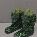 Outee Toddler Kids Adorable Lightwight Waterproof Rain Boots Light Up by Steps (13 Little Kid, Green Dinosaur)