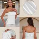 Strapless Tube Tops for Women Backless Going Out Bandeau Top Sexy Trendy Off Shoulder Side Split Summer Bustier Tops (White, M)