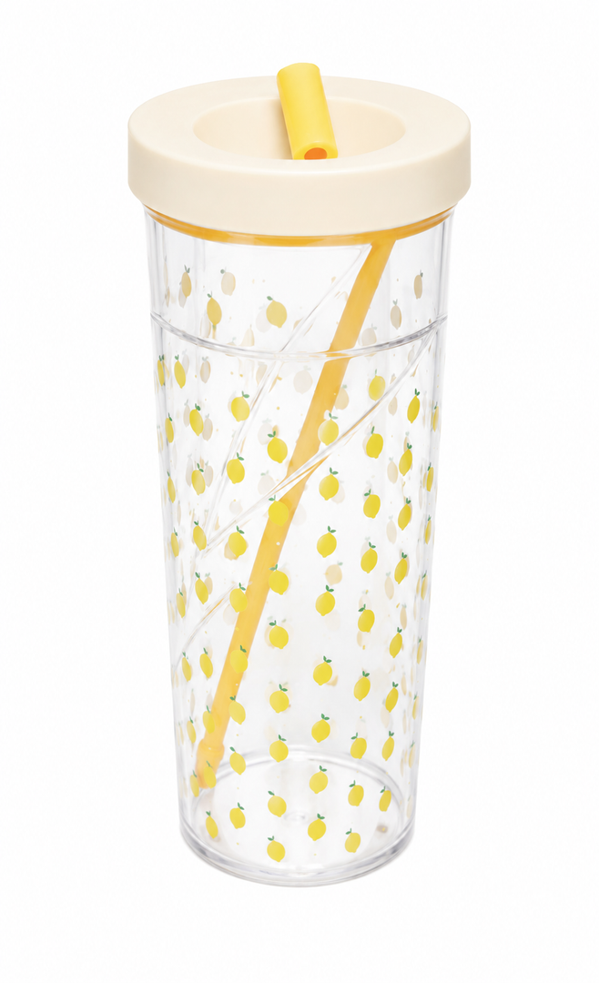 Plastic Sipper Straw, Lemon, 2pcs