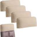 NEUORTBURG Office Chair Headrest Cover Stretchable Headrest Slipcover for Office Chairs Jacquard Head Rest Furniture Protector for High Back Computer Chairs Set of 4 Beige