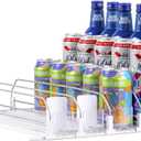 RULA Drink Organizer for Fridge, Self-Pushing Soda Can Dispenser for Refrigerator, Width Adjustable Beverage Pusher Glide - Holds up to 25 Cans (15" D, 5 Rows)