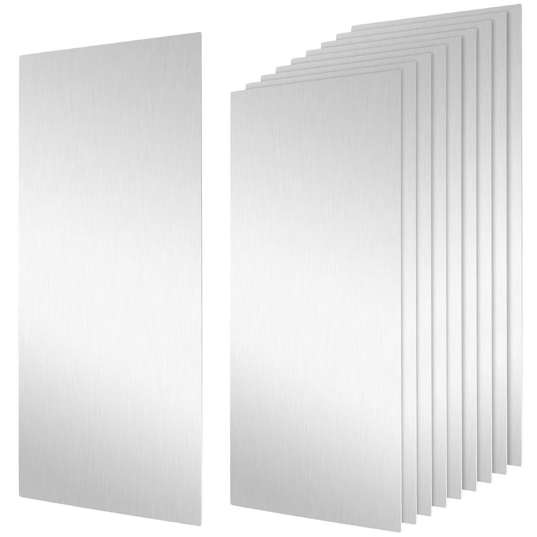 10 PCS 304 Stainless Steel Sheet, 11.8 x 5.9 x 0.018 inch Plain Thin Flat Stock Sheet Metal for DIY Crafting, Kitchens, Offices