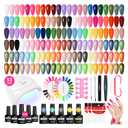 VANREESA Gel Nail Polish Kit with U V Light 53 Pcs Gel Polish Nail Set 36 Popular Colors Nail Polish Set + Base and 4 Effects Top Coat with Manicure Tools Complete Nail Kit Gifts for Women Girls (Champagne Roses)