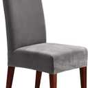 SureFit Home Dcor, Stretch Pique Short Dining Room Chair Cover, Form Fit, Polyester/Spandex, Machine Washable, One Piece (Flannel Gray)