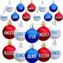 JULMELON 36Pcs 4th of July Patriotic Hanging Ball Ornaments Memorial Day Independence Day Labor Day Hanging Decorations for Home Party Christmas Tree Decor