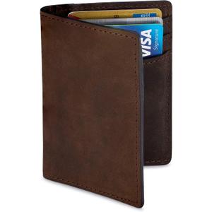 Premium Leather Credit Card Holder Wallet for Men | Slim RFID Blocking Wallet, (Brown Crazy Horse)