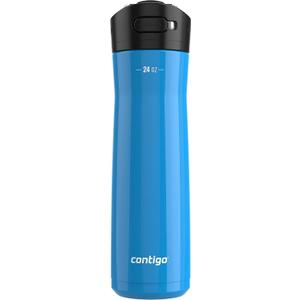 Contigo Ashland 2.0 Leak-Proof Water Bottle with Lid Lock and Angled Straw, Dishwasher Safe, Interchangeable Lid, 24oz, Blue Poppy (24oz (Pack of 1))