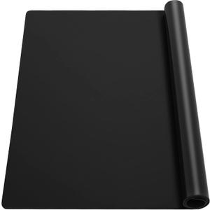 Ewen 2mm Thick Silicone Mats for Kitchen Counter, 27.6x19.5in Heat Resistant Silicone Baking Mat, Large Placemat Pastry Countertop Protector Mat Hot Pad for Stove Coffee Maker Air Fryer Toaster Black