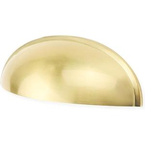 Goldenwarm 10 Pack Light Brass Bin Cup Pulls Light Brushed Gold Cabinet Pulls - LS0313BB76 Gold Cup Drawer Pulls Dresser Pulls Kitchen Furniture Hardware Closet Door Pulls, 3in Hole Centers