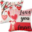 OHOME Valentines Day Decorations -Valentine's Pillows Covers 18x18 Inch Heart Throw Pillows - Valentines Decor Party Favors Supplies Accessories Indoor Outdoor for Galentines Day Home Couch Office (Red)