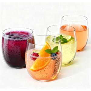 32 Pack 12oz Plastic Stemless Wine Glasses, Disposable Clear Wine Cups - Shatterproof, Unbreakable & BPA-Free, Recyclable Drinkware for Wedding Reception, Birthday Party, New Year, Holidays & Events