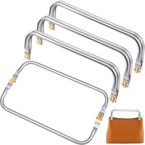 MorningRo 4 Pcs 12" Metal Purse Frame Rectangle Lock Frame Kiss Lock Clasp Purse Hardware Replacements for DIY Sewing Bag Clutch Crafts Making Supplies