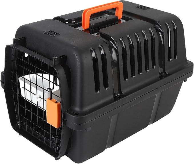 Dog Kennel, Portable Fashion Crate for Pets, Airline Approved Pet Carrier, Durable Plastic Shell, Large Space Dog Crate for Home and Pet Travel Outdoors Trip (Black)