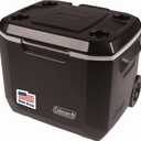 Coleman Xtreme 50qt Rolling Cooler with Wheels, Extra-Walled Insulation Keeps Ice up to 5 Days, Portable Wheeled Hard Chiller (Black)