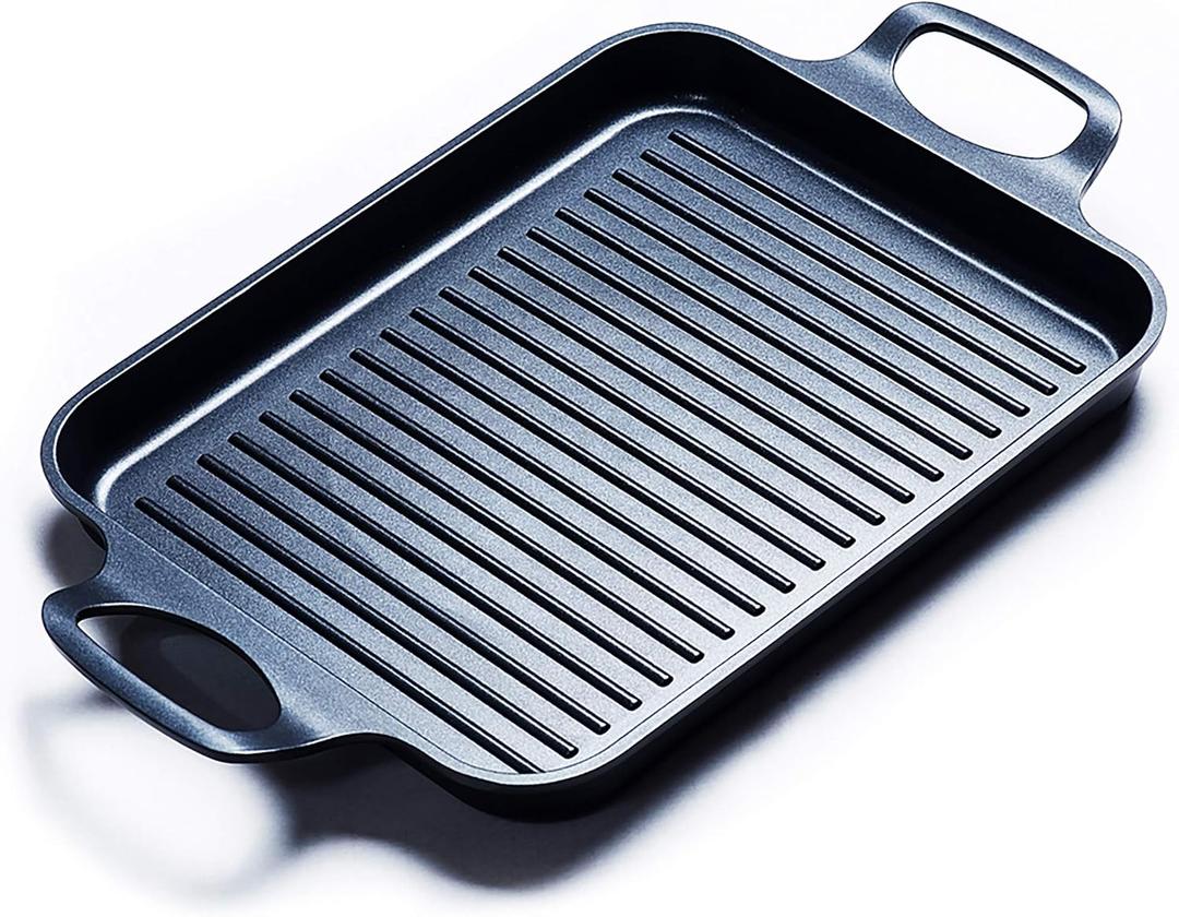 SKITCHN Nonstick Grill Pan, Induction Stove Top Grill Plate, Glass Grilling Pan for Indoor, Gas Range Grill Panel/Skillet