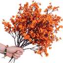 XZJMY 8Pcs Gypsophila Artificial Flowers,Babys Breath Silk Artificial Flowers Artificial Fall Flowers,Fake flower with Stem for DIY Home Bouquet Floral Arrangement Farmhouse Decor (Orange)