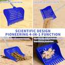 4-in-1 Chicken Manure Scoop, Coop Cleaner Tool for Scoop Sift Rake Level, Lightweight Durable for Chicken Coop Cleaning, Sand Sifting, Poultry Farming & Waste Management (Single Unit, Blue)