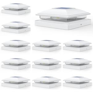 APONUO 12 Pack Solar Post Cap Lights, 2 Modes(Warm/Cool Light) Outdoor Waterproof Fence Post Solar Lights, Solar Powered Garden, Patio, Deck Decor for 4x4, 5x5, 6x6 Wood & Vinyl Posts, White