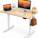 Electric Standing Desk, 40" x 24" Adjustable Height Sit Stand Desk, Small Space Workstation, Compact Computer Desk for Home Office, Stable Steel Frame (Natural)