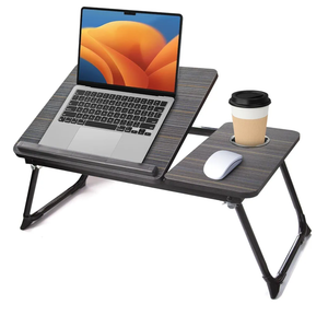 Lap Desk for Couch/Sofa/Floor, 5-Angle Adjustable Bed Desk with Foldable Legs &Cup Holder, Light Weight Bed Tray Table for Writing/Eating/Reading, Portable Laptop Stand for Adults, Kids