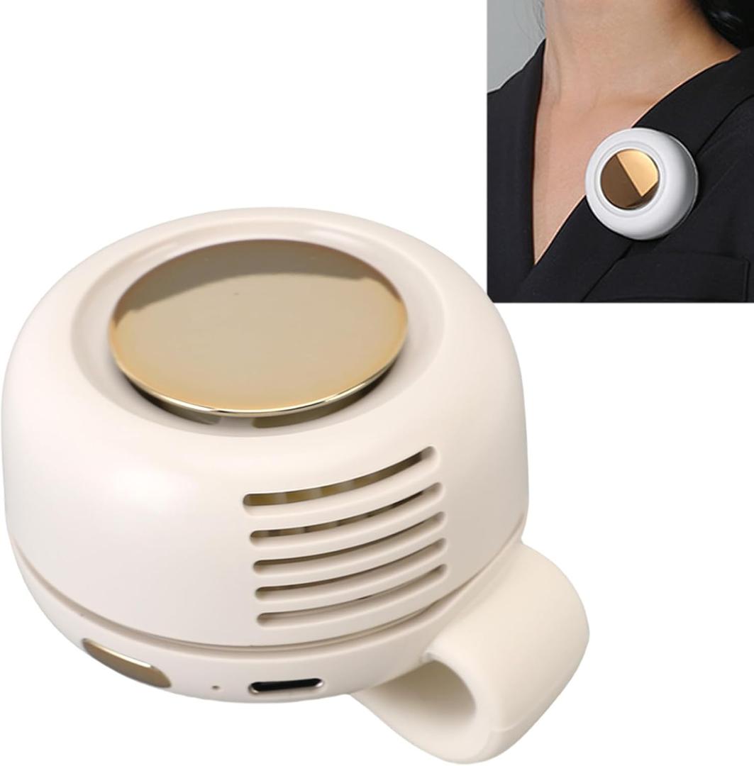 Ymiko Clip On Fan, 3 Speed Silent Rechargeable Portable Cooling Fan Bladeless Mini Waist Mini Bladeless Clip On for Outdoor Hiking Office Travel (White)