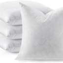 Swandream Feather Throw Pillow Inserts Set of 4, Soft Fluffy Square 18 x 18 Inches Decorative Pillow Insert, Feather and Down Euro Pillows for Bed, Couch and Cushion