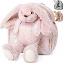 Moonkie Hug & Go Bunny Toddler Backpack Soft Plush Bag with Detachable Toy for Girls Aged 24 | Perfect for Daycare, Travel & Birthday Gifts