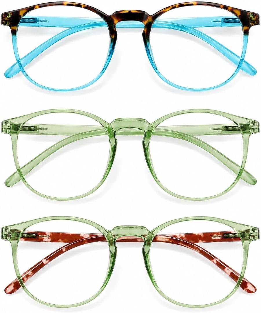 IBOANN Blue Light Blocking Glasses for Women - 3 Pack | Blue Light & UV Protection, Round Frames, Screen-Ready Style, Chic & Comfy