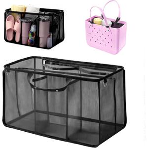 Beach Bag Organizer Compatible with X Large Bogg Bag, Lightweight Mesh Insert Divider Pouch with 7 Pockets & Zipper for Original XL Bogg Bags, Bogg Bag Charms, Beach Tote Essentials Accessories