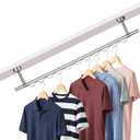 Ceiling Mounted Closet Rod, Stainless Steel Hanging Rod for Clothes, Adjustable Overhead Clothes Rail for Closet, Bedroom and Laundry Room
