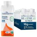 KATE FARMS Organic 1.2 Glucose Support Shake, Vanilla, 16g Protein, 27 Vitamins and Minerals, Diabetic Nutrition Meal Replacement, 8.45 oz (12 Pack) (EXP 12/10/26)
