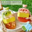 2-in-1 Ice Cube Bottle with Straw, Cool Summer Ice Maker Cup, Ice Cube Tray with Lid and Bin, Zero-Touch Press Design, Leakproof Ice Cube Mold for Freezer, Gym, Home & Travel (Green, 800ML)