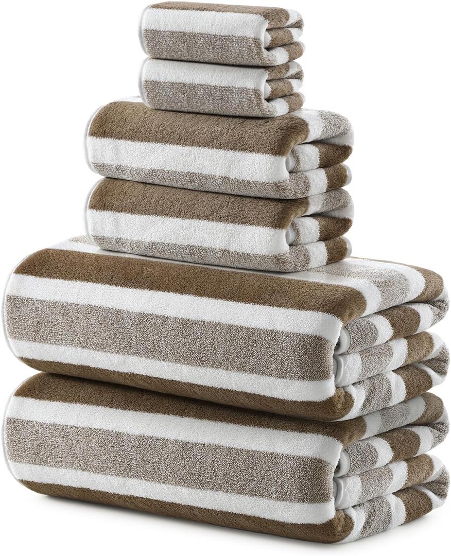 REDKISS Ultra Soft Bath Towel Sets 6-Piece 35"x70" | 100% Microfiber Highly Absorbent & Quick Dry | Brown Towels for Bathroom, Spa, Gym | 2 Bath Sheets, 2 Hand, 2 Washcloths