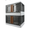 Storage Bin, Plastic Cabinet, 8.4 Gallon Capacity (32L Per One), 2 Pack, Collapsible Box with Lids, Foldable Drawer, Transparent, Organizers for Home and Office