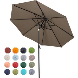 Tempera Patio Market Outdoor Table Umbrella with Push Button Tilt and Crank, Large Sun Umbrella with Sturdy Pole & Fade Resistant Canopy, Easy to Set