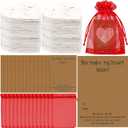 24 Pcs Valentine's Day Gifts Bulk Plantable Seed Paper Cards Heart Shape Seed Paper Valentines Heart Cards with Red Organza Bags for Galentine Valentines Exchange Gifts