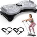 New Waist Twist Board with LCD Display and Resistance Bands, Ab Twister Machine for Abs Workout, Slim Waist and Core Exercise, Home Gym Equipment for Women & Men (Grey)