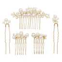 Pearl Hair Combs and Hair Pins for Bridal Women, Decorative Hair Accessories for Wedding Prom, Set of 5 (Gold)