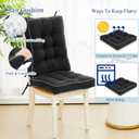 Juexica 4 Sets Outdoor Patio Cushions High Back Outdoor Chair Cushions Rocking Cushion Waterproof Indoor Patio Fastness Chair Pads with Ties for Seasonal Indoor Home Office (Black)