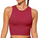 Natural Feelings Nudi Sports Bras for Women Removable Padded Yoga Tank Tops Sleeveless Fitness Workout Crop Tops (Small, Wine)