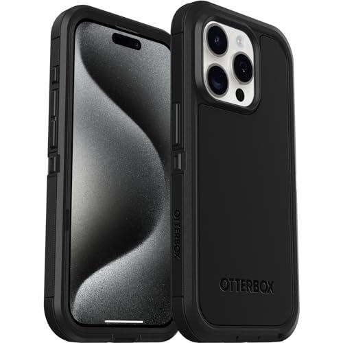 OtterBox iPhone 15 Pro (Only) Defender Series XT Case - Black, Screenless, Rugged, Snaps to MagSafe, Lanyard Attachment (Ships in Polybag, Ideal for Business Customers)