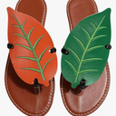 Women's Boho Leaf Appliques Thong Sandals Open Toe Outdoor Flip Flops Casual Slippers Size 40