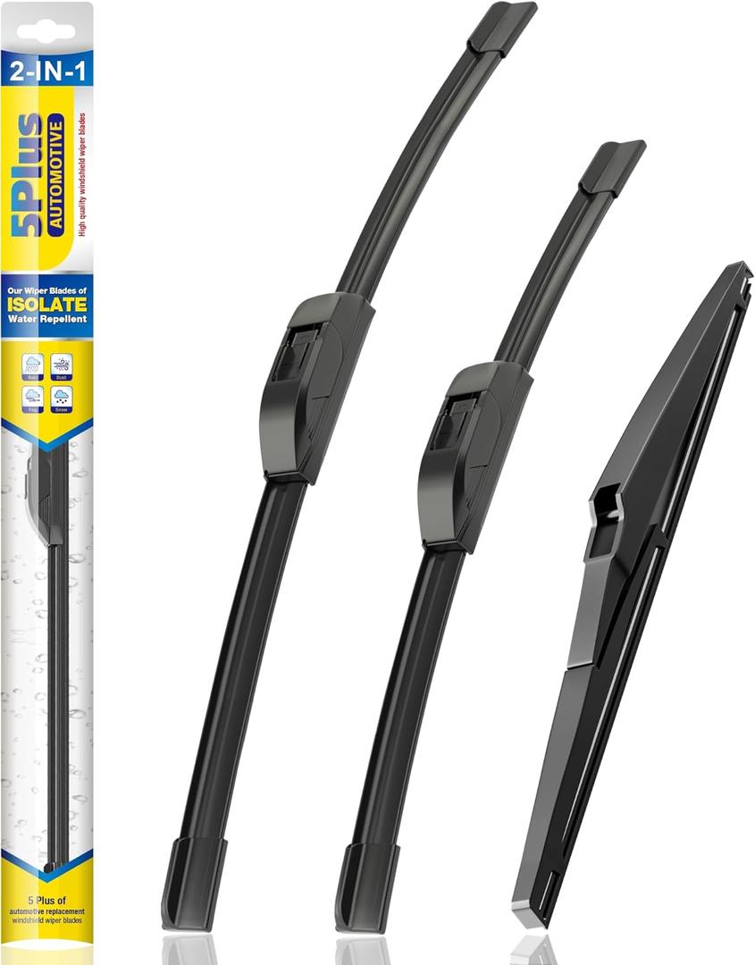 5 PLUS Silicone Windshield Wiper Blades Replacement for 2022-2014 JEEP Cherokee Wiper Blades(Set of 3),Automotive Replacement Windshield Wiper Blades With silicone Water Repellency-26"/18"/14"