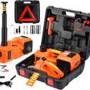 Electric Car Jack Kit 5 Ton 12V Floor Jack Portable Hydraulic Car Jack with Impact Wrench and Tire Inflator Pump for SUV Sedans Tire Change with LED Light, Lifting Height 6 to 17.7 Inch (Orange)