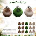 Christmas Tree Ornaments Velvet Ball - Xmas Tree Decorations Balls, Shatterproof Christmas Bulbs Decorations Set, Multicolor Green Brown Neutral, 80MM 3.15 Inch (15PCS)