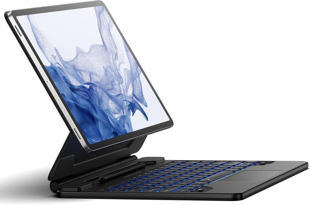 Dexnor for Samsung Galaxy Tab S10+ Plus/S9+ Plus/S9 FE+ Plus/S8+ Plus/S7+ Plus/S7 FE Case with Keyboard 12.4" Floating Cantilever Magnetic Stand Multi-Touch Trackpad Backlit S Pen Holder - Black