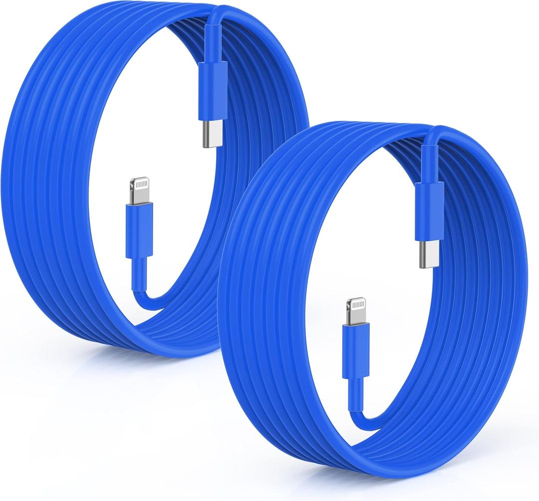 2Pack Blue Fast Charger Cable 10ft [Apple MFi Certified], USB Type C to Lightning Cable 10 Foot for Apple iPhone 14 13 12 Pro XR XS Max X 8 Plus (10 feet)